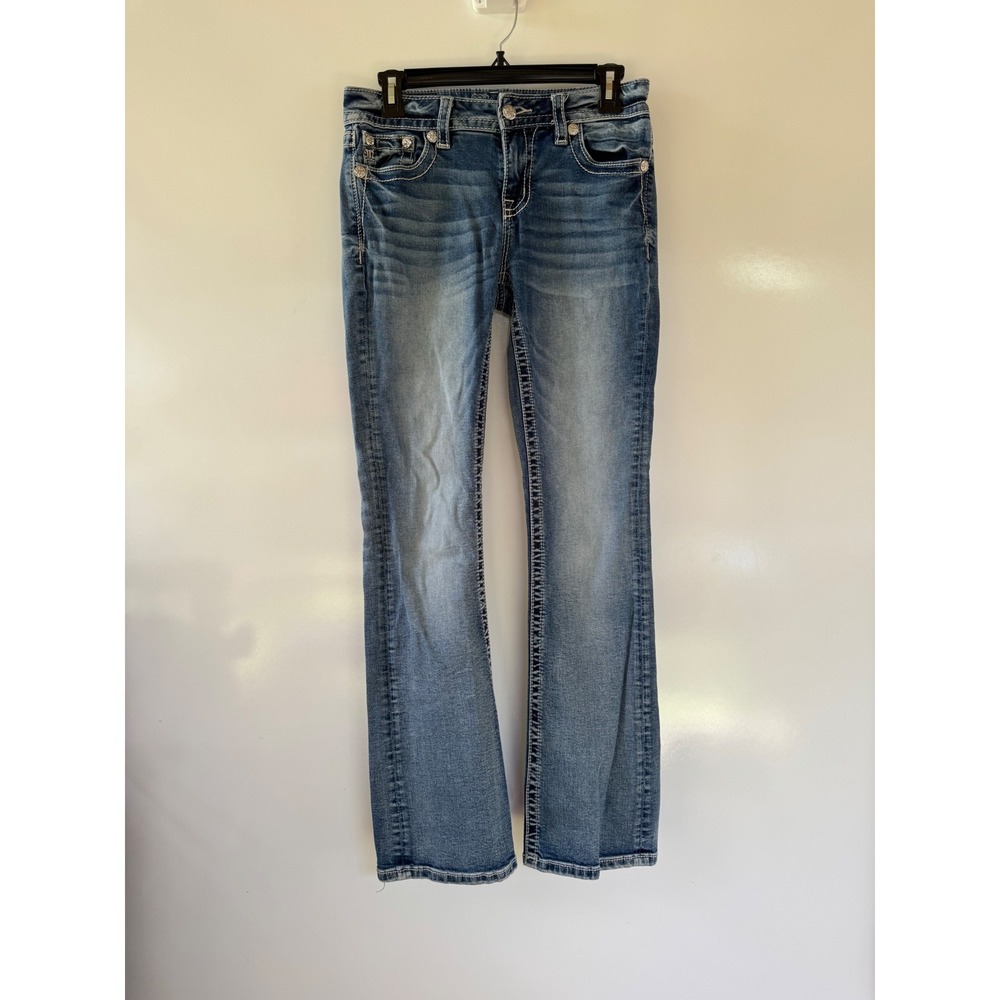 Miss Me Standard Bootcut Jeans 28 Blue Embroidered Wing Rhinestone E3340B2R